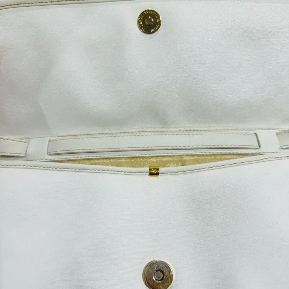 Vintage Gucci Interlocking GG Clutch purse shoulder bag ivory gold authentic - Picture 4 of 16